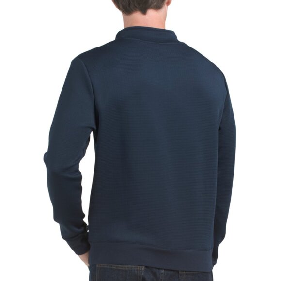 ROBERT BARAKETT Navy Drayton Long Sleeve Crossover Mock Neck Knit Shirt - Picture 2 of 2